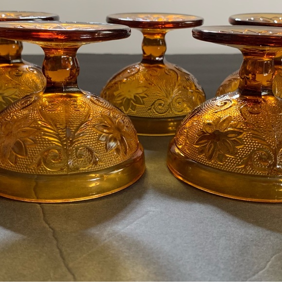 Set of 7 Vintage Tiara Sandwich Amber Collection Dessert Dishes - Picture 8 of 10